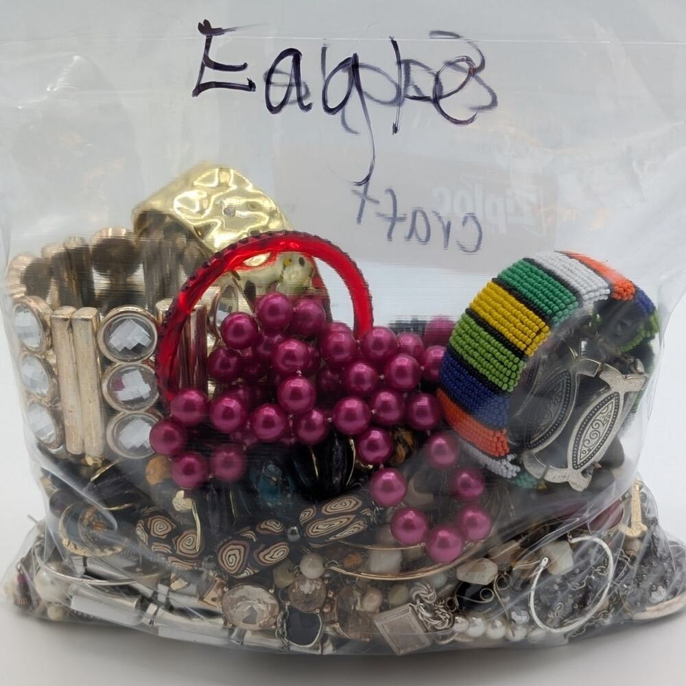 Jewelry Lot Eagle Repurpose Bag Over 4 Pounds Beads & Possible Wearable Pieces